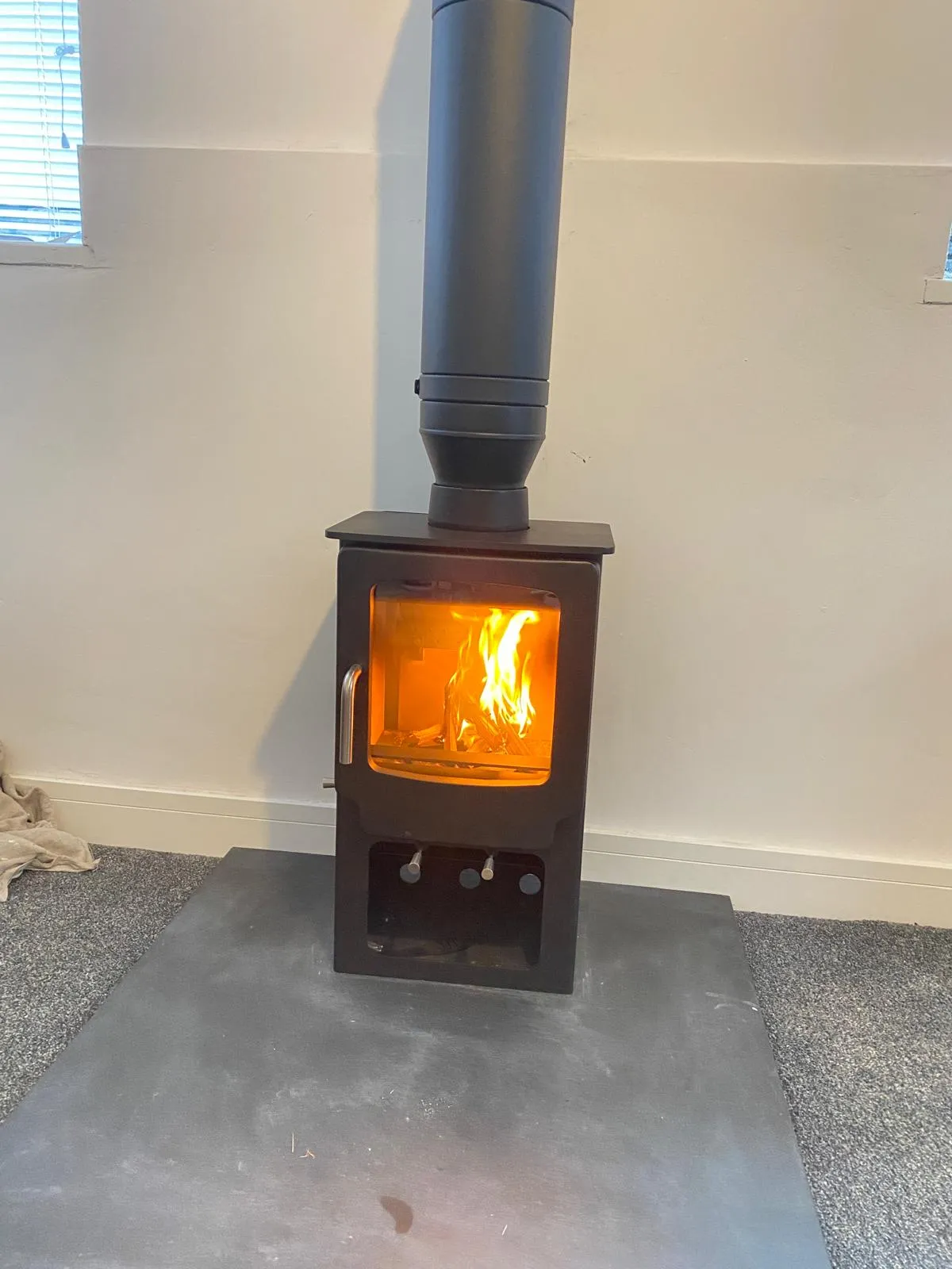 Contemporary black stove with clean lines